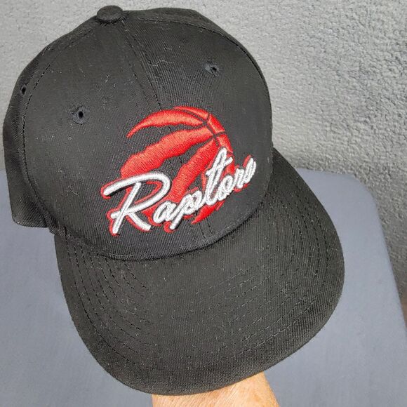 Toronto Raptors Basketball NBA Baseball Cap Hat Youth Script Black Red Snapback - Picture 11 of 11